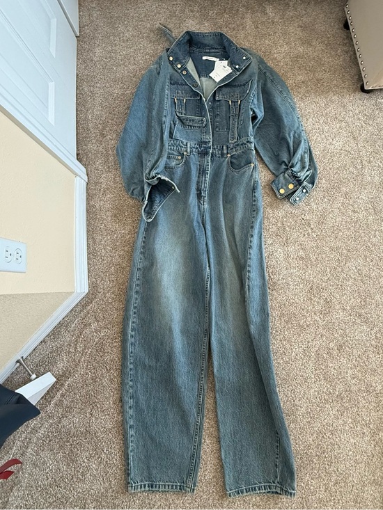 Zimmermann Pants - Zimmermann Size 1 Blue Denim Bootcut Jumpsuit